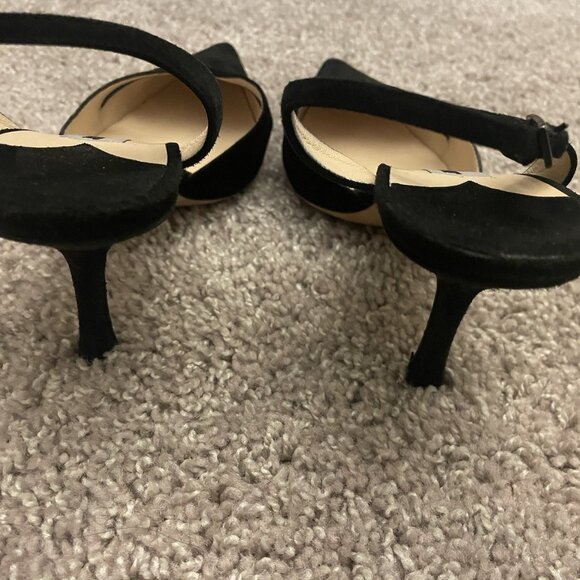 JIMMY CHOO D’Orsay Cutout Leather And Suede Heels In Black - Picture 7 of 8